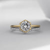 ILA Selene Round Diamond Engagement Ring 18K Yellow Gold with contour diamond band
