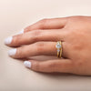 ILA 3 Diamond Engagement Ring 18K Yellow gold with band on hand