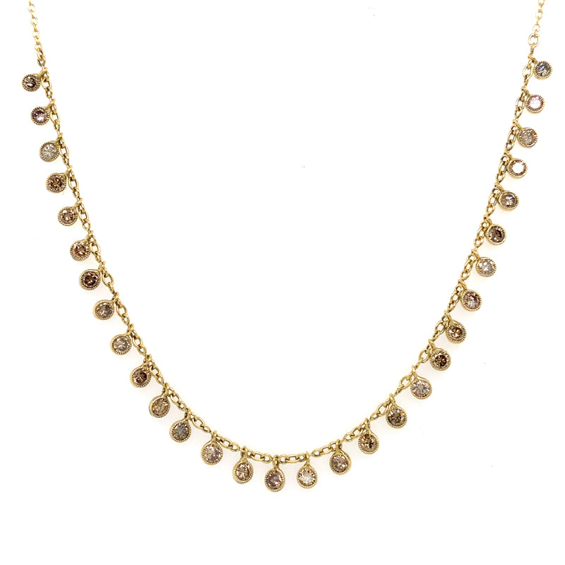 John Apel 18K Yellow Gold and Cognac Diamond Necklace