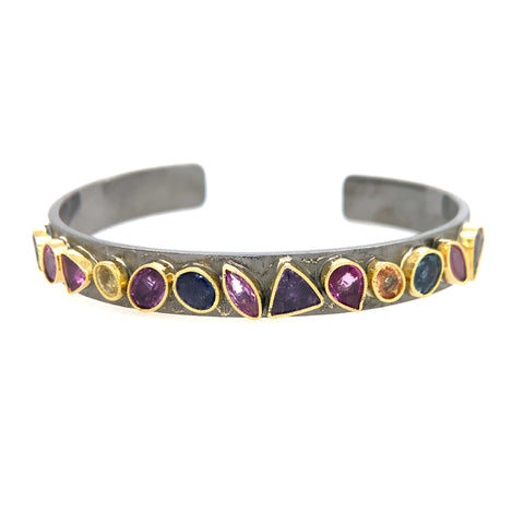 John Apel Multi-Color Sapphire Cuff Bracelet - 2