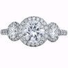 Mark Patterson Diamond and Platinum Three Stone Halo Mounted engagement ring