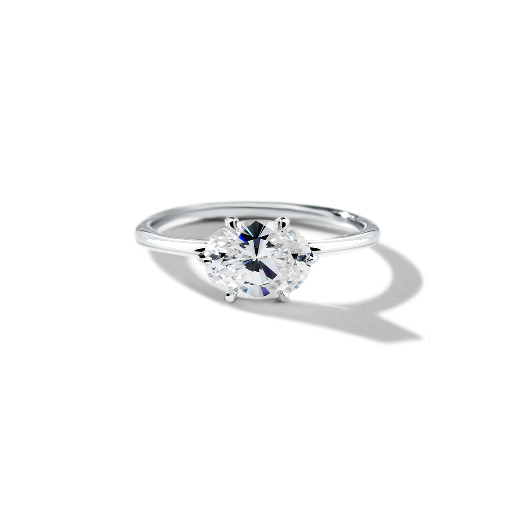 ILA East-West Pixie Oval Diamond Engagement Ring 18K White Gold or Platinum