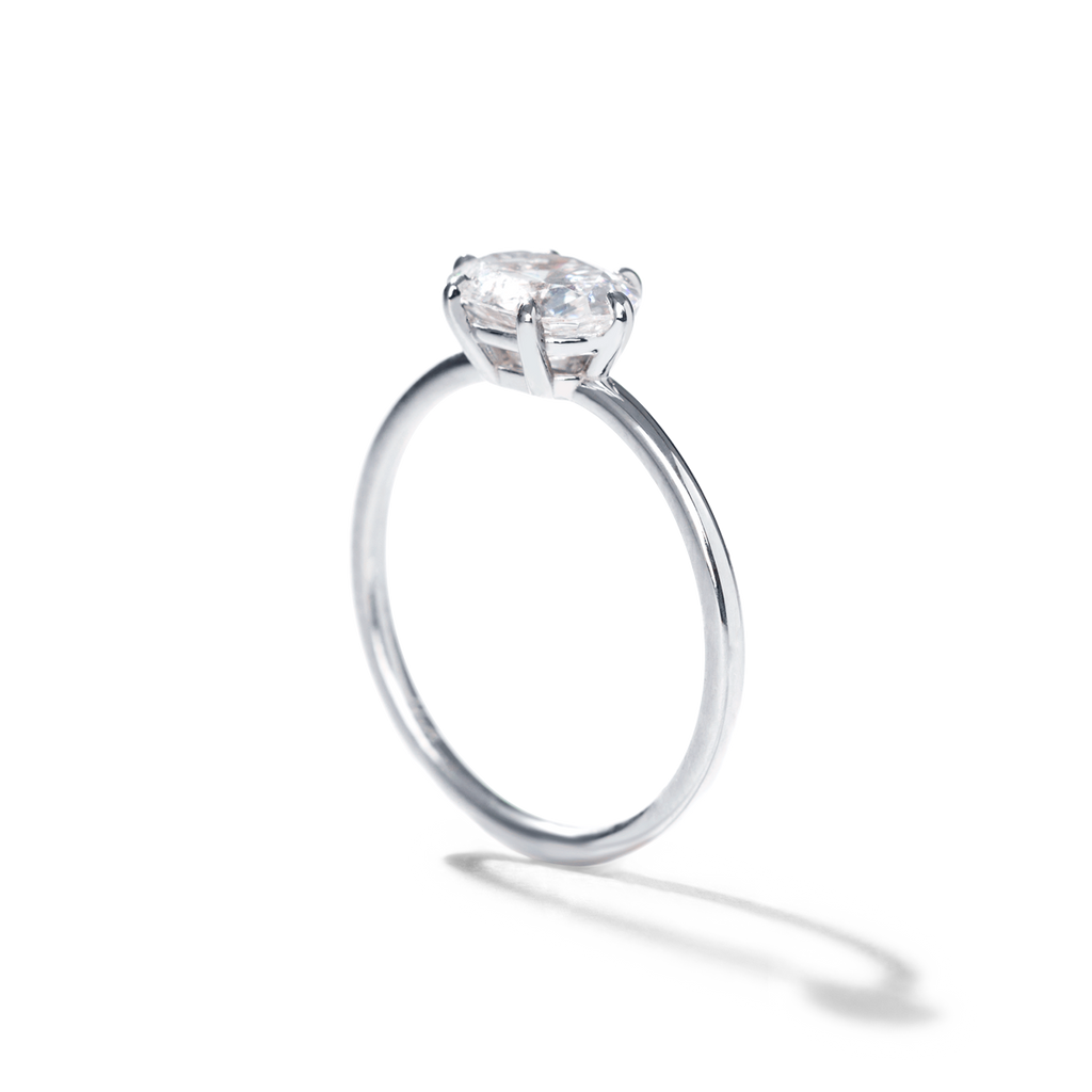 ILA East-West Oval Diamond Engagement Ring 18K White Gold or Platinum