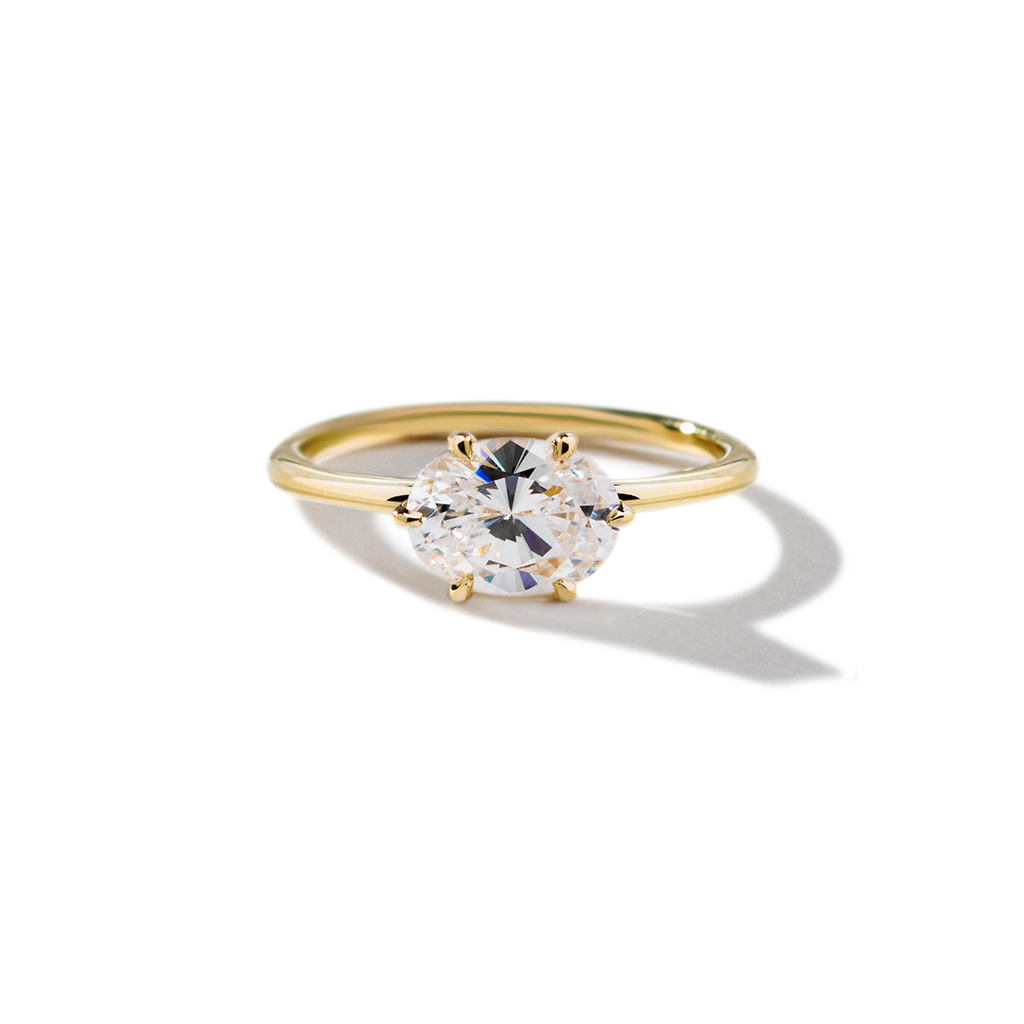 ILA East-West Pixie Oval Diamond Engagement Ring 18K Yellow Gold