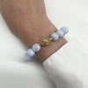 Ray Griffiths Blue Lace Agate Stretch Bracelet on wrist