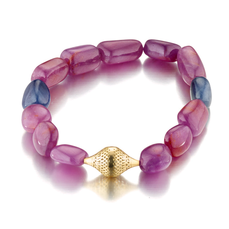Ray Griffiths Pink and Blue Sapphire Stretch Bracelet