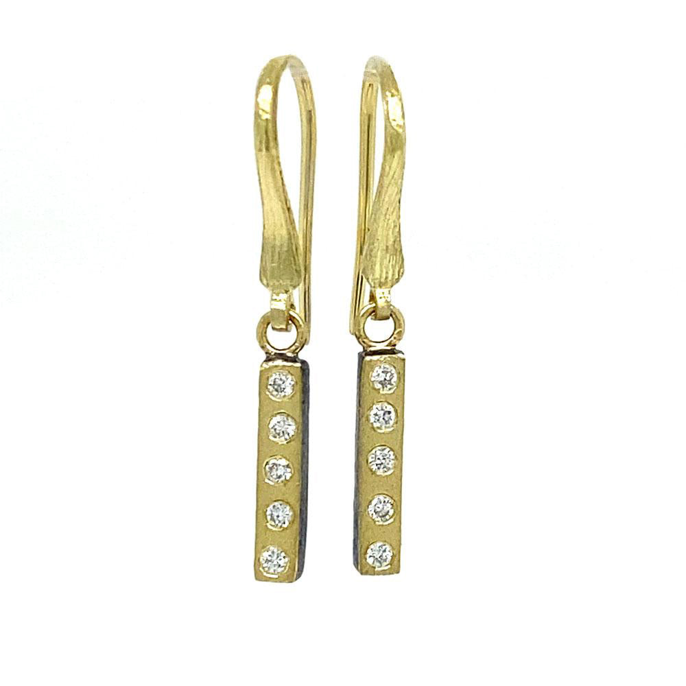 Rene Escobar "Adam" 18K Yellow Gold Diamond Bar Earrings