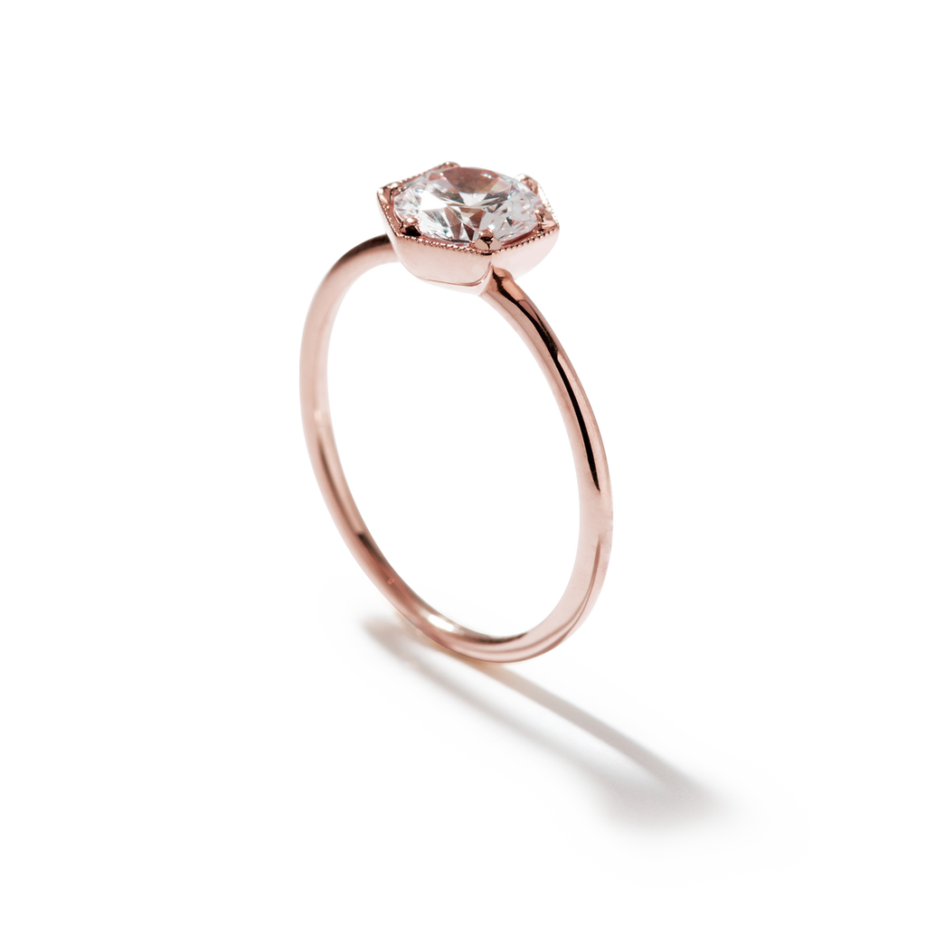 ILA Selene Round Diamond Engagement Ring 18K Rose Gold