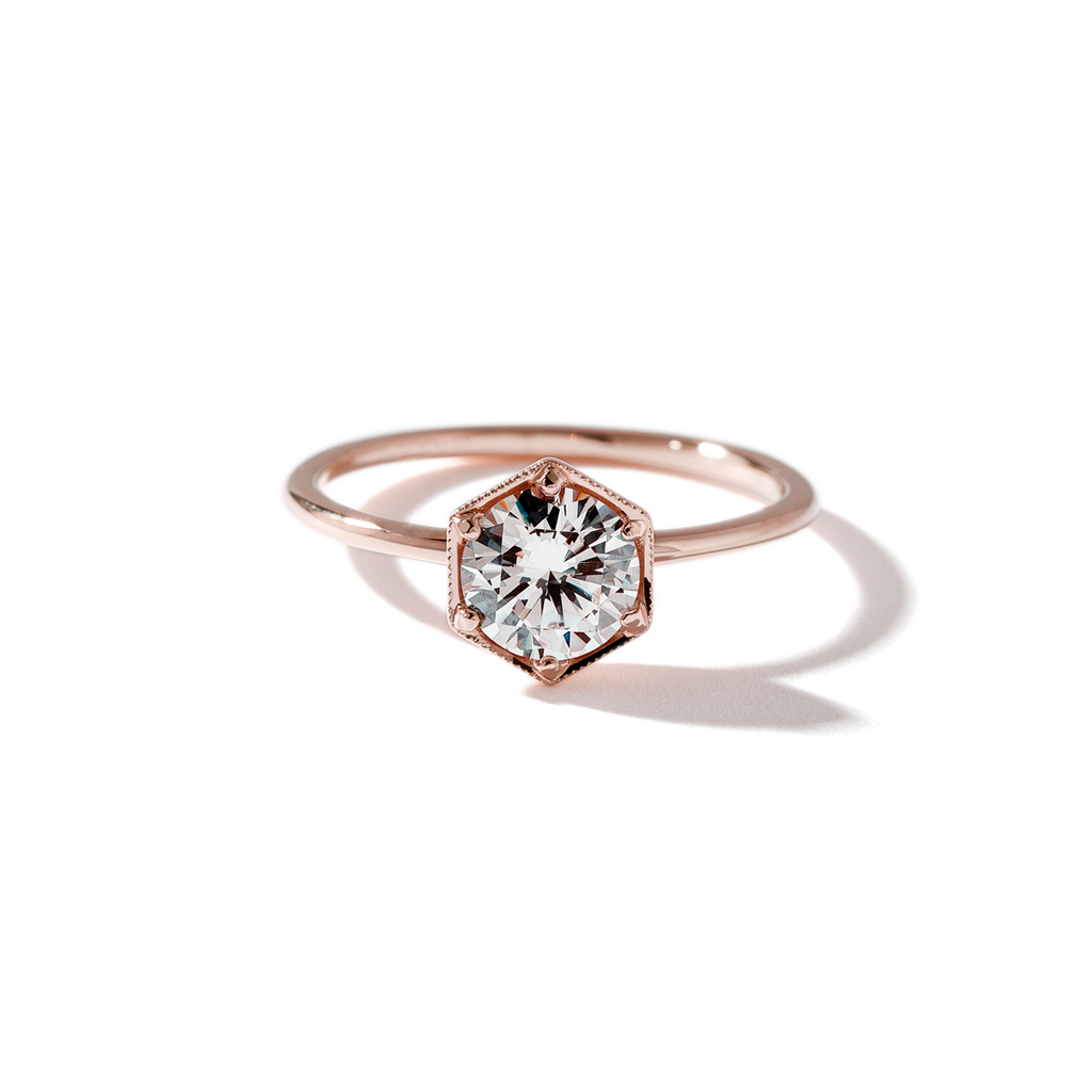 ILA Selene Round Diamond Engagement Ring 18K Rose Gold