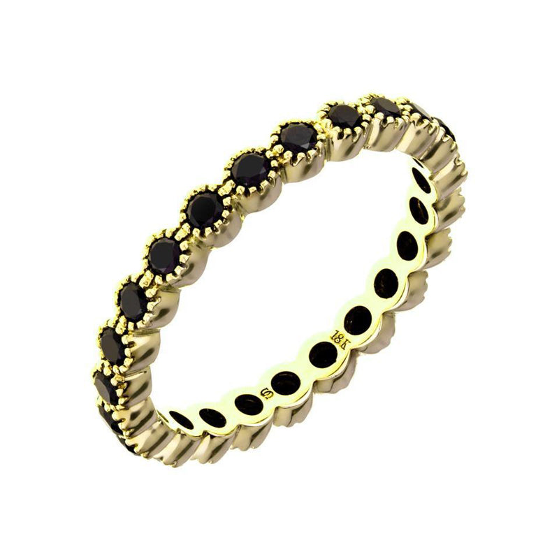 18K yellow gold bezel set black diamond eternity band