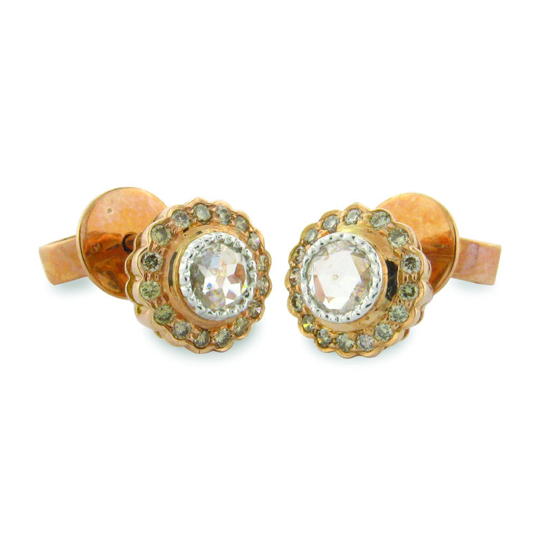 Sethi Couture Diamond 18K Rose and White Gold Romance Stud Earrings