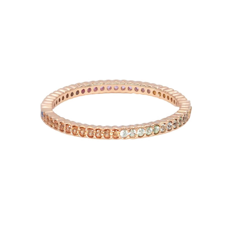 Sethi Couture 18K Rose Gold Rainbow Sapphire Scallop Band