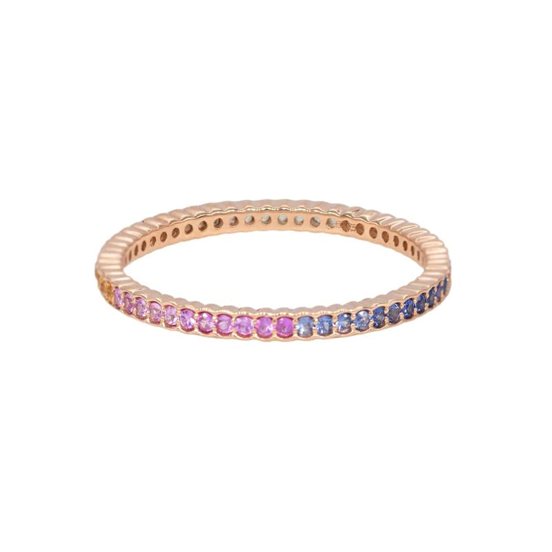 Sethi Couture 18K Rose Gold Rainbow Sapphire Scallop Band