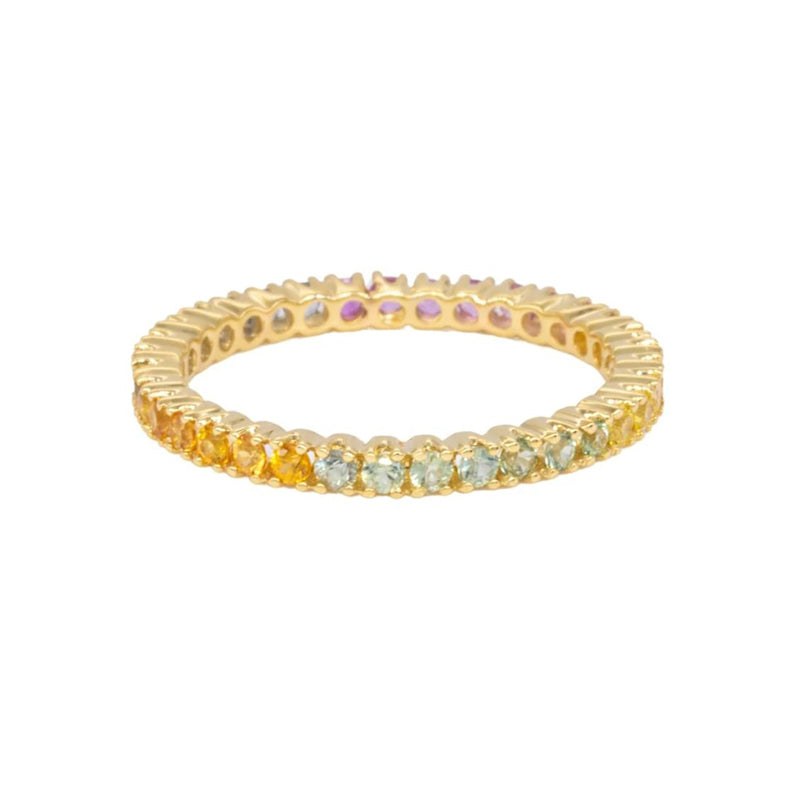 Sethi Couture 18K Yellow Gold Rainbow Sapphire Prong Band