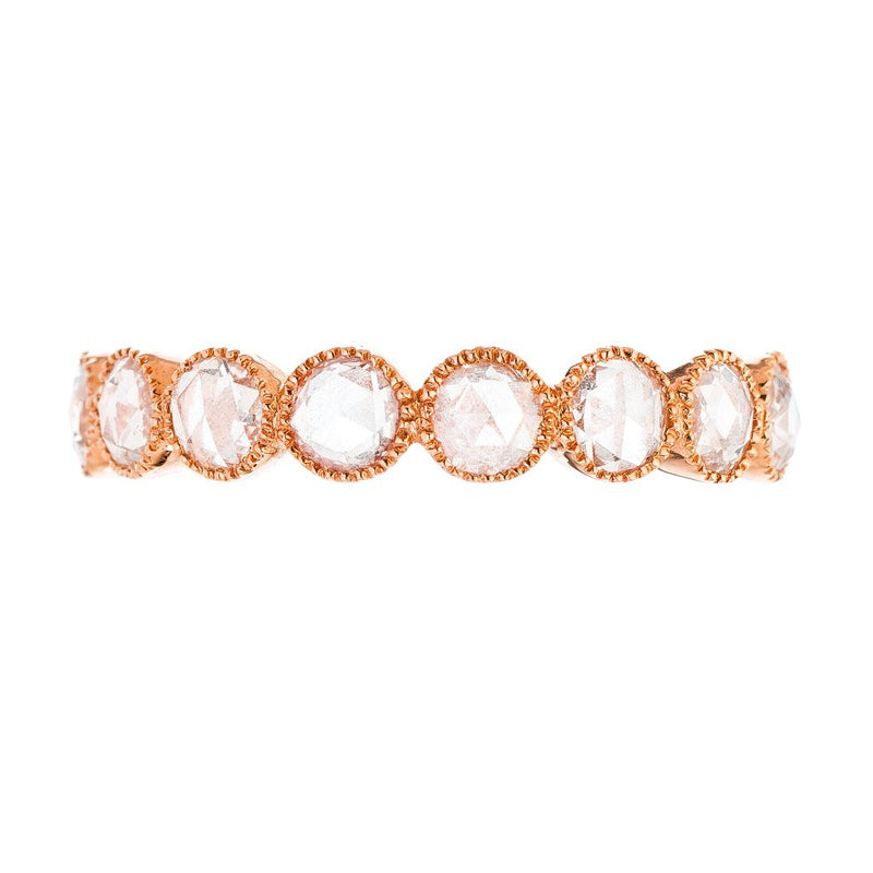 18K rose gold and rose cut diamond eternity band