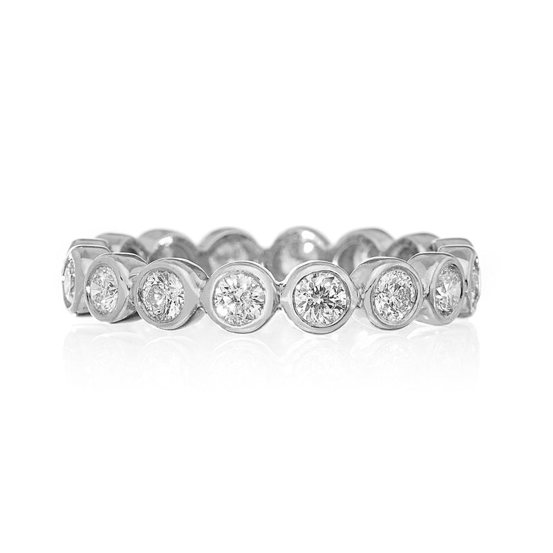 18 K white gold eternity band by Sethi Couture with round brilliant cut diamonds