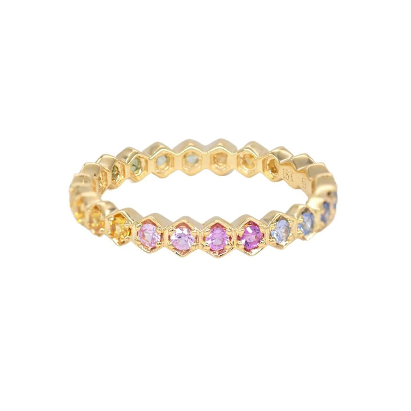 Sethi Couture 18K Yellow Gold and Rainbow Sapphire Regency Band