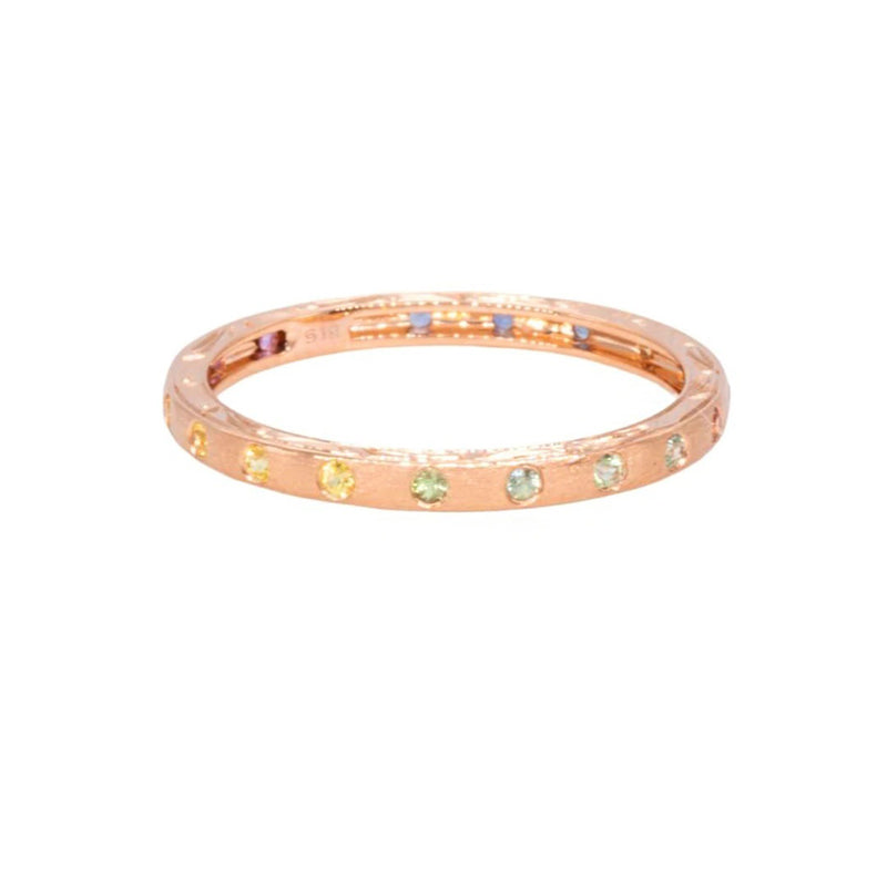 Sethi Couture 18K Rose Gold "Dunes" Rainbow Sapphire Band