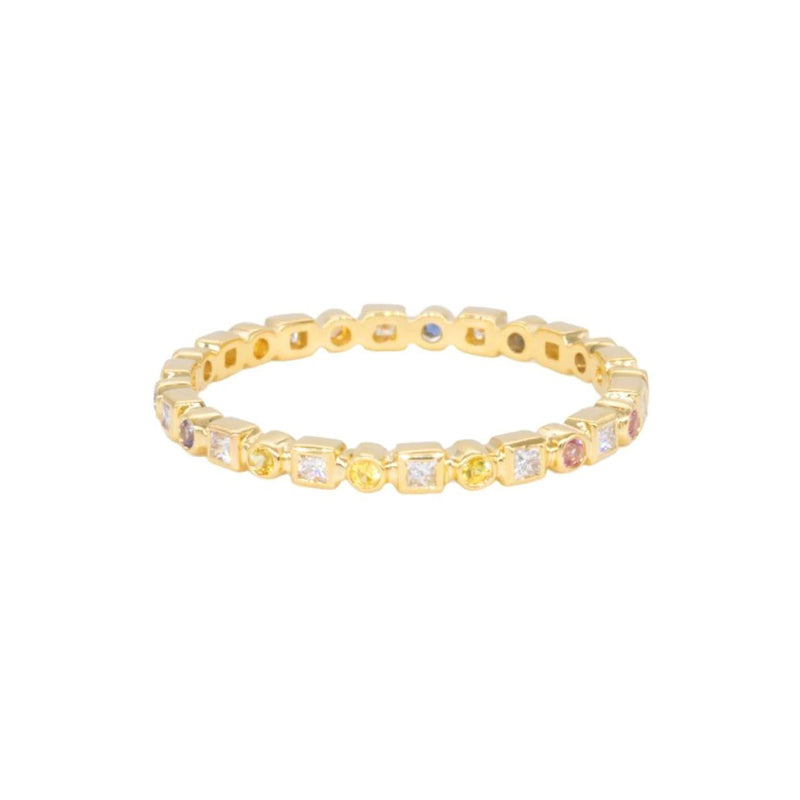 Sethi Couture 18K Yellow Gold "Kate" Rainbow Sapphire and Diamond Band