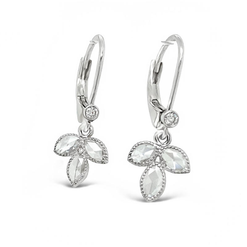 Sethi Couture 18K White Gold "Lilah" White Rose Cut Diamond Drop Earrings