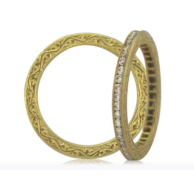 elegant engagement ring with pave diamonds all around rim