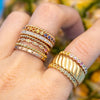 Sethi Couture Rainbow Sapphire Band Stacks on Fingers