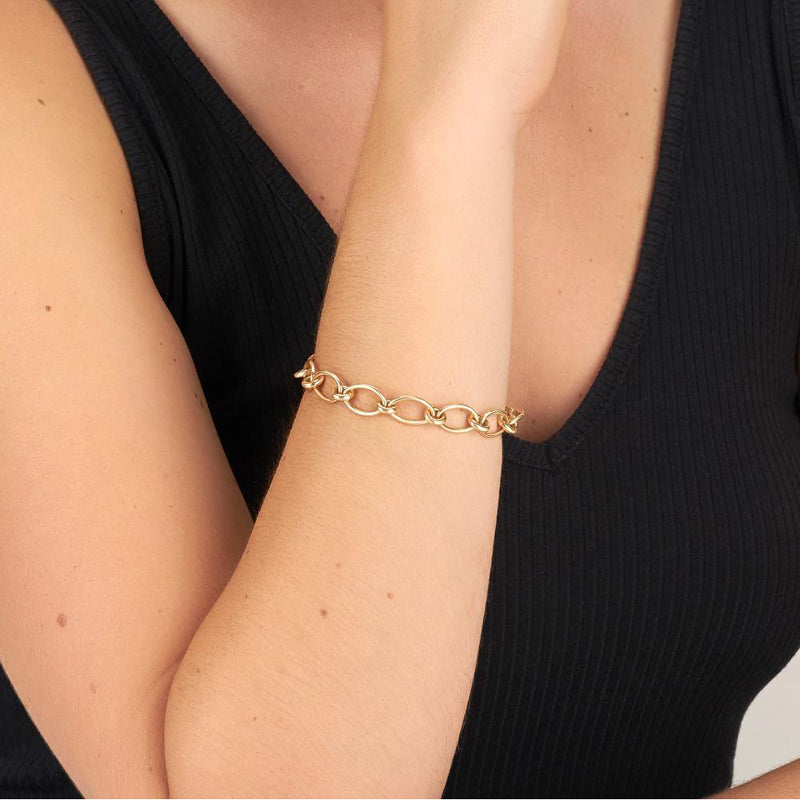 Single Stone 18K Yellow Gold "Crew" Bracelet