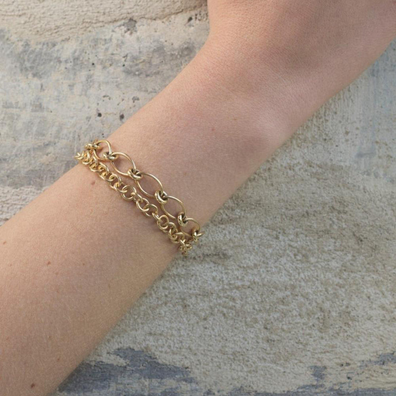 Single Stone 18K Yellow Gold "Crew" Bracelet and "Mini Club" Bracelet