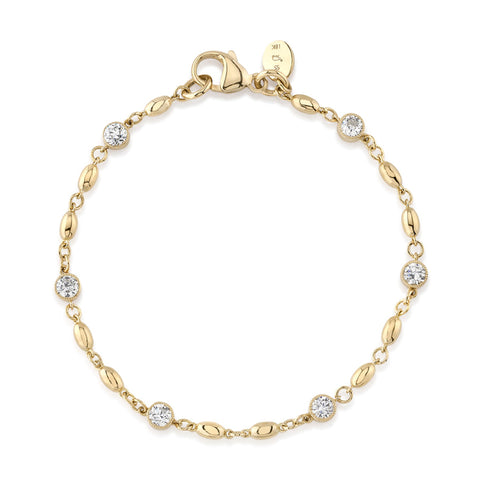 Single Stone 18K Yellow Gold Small Dorothy Diamond Bracelet