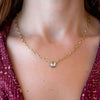 Single Stone 18K Yellow Gold "Summer" Rose Cut Diamond Pendant Necklace on model