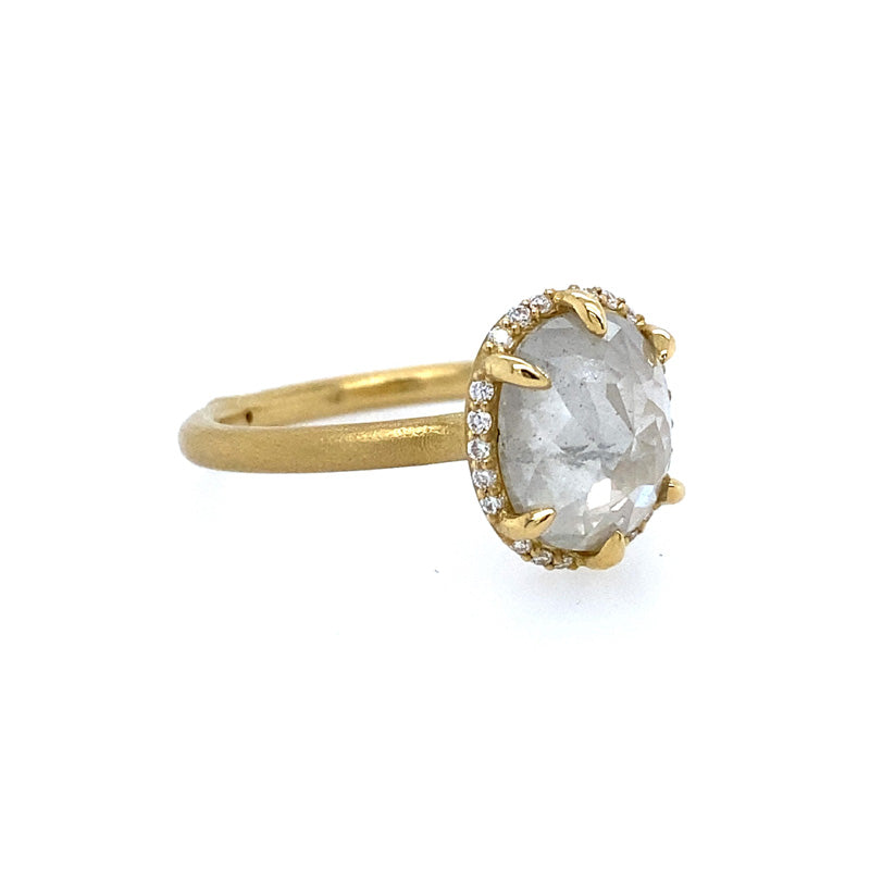 Samantha Louise Jewelry Icy White Rustic Oval Diamond Ring