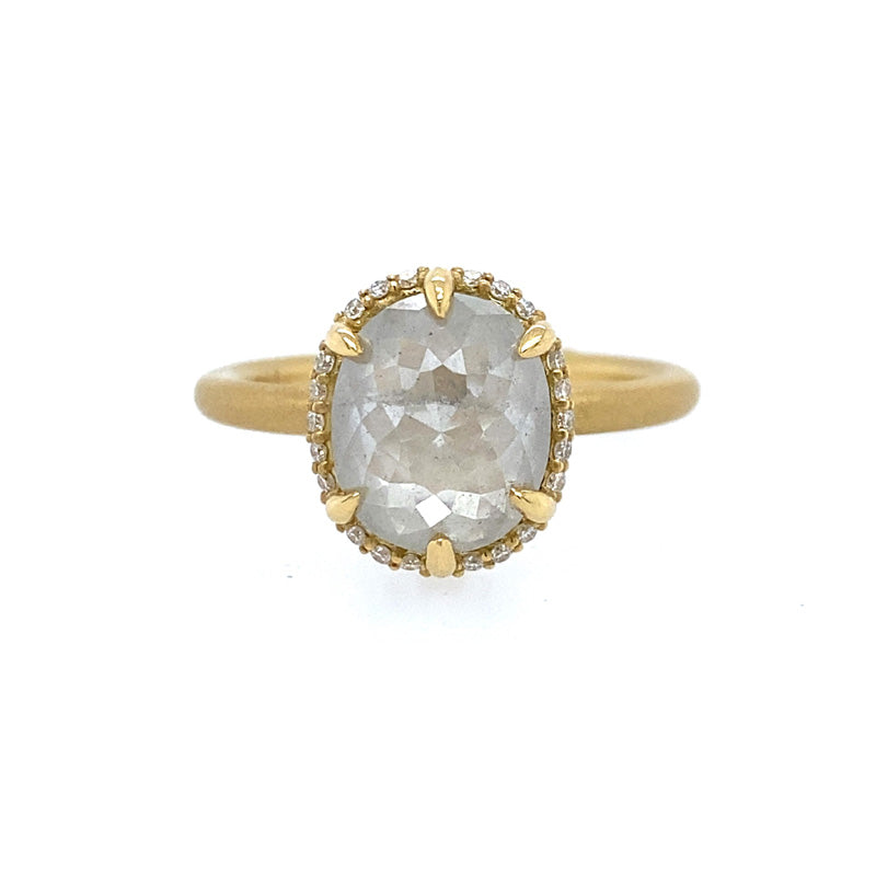 Samantha Louise Jewelry Icy White Rustic Oval Diamond Ring