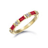 Suwa 18KY Baguette Ruby and Round Diamond Ring