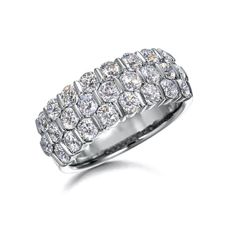 Suwa platinum three row diamond band
