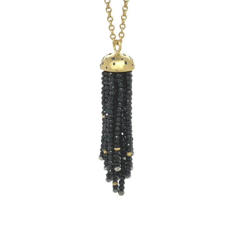 Todd Reed Onyx and Black Diamond Tassel Pendant Necklace