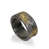 22K gold and sterling silver with dark patina organic men's band, part of the Todd Reed jewelry collection