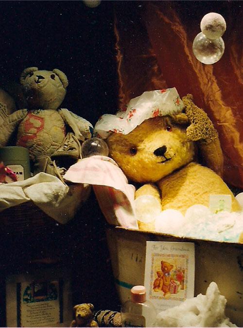 Window display with Fox's teddy bear collection