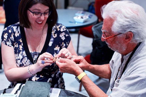 Zoey and Chai examining Todd Reed Jewelry