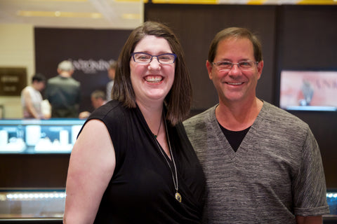Zoey with Mark Patterson outside his booth