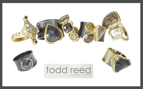 Todd Reed assortment of rings with natural color diamonds and white
