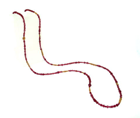 red spinel beaded necklace with 18K yellow gold beads