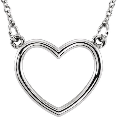 white gold open heart necklace
