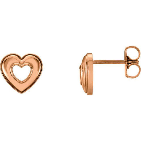 open heart rose gold stud earrings