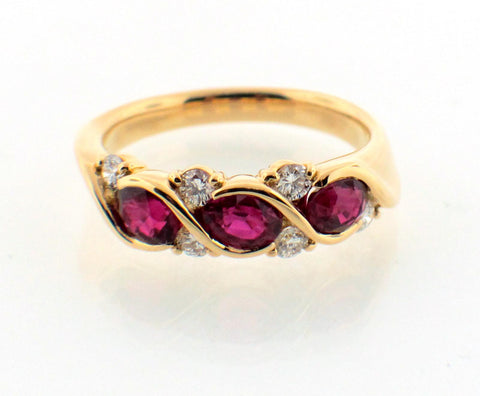 SUWA ruby oval ring with diamonds