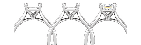 3 side views of an engagement ring