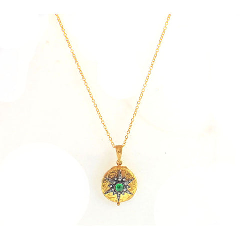 Arman green garnet round locket pendant
