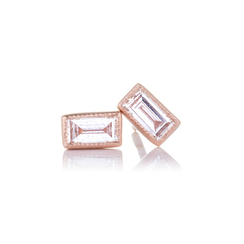 Sethi couture rose gold baguette diamond earrings