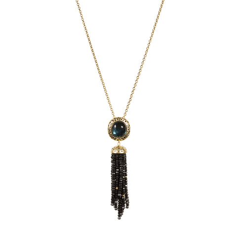 Custom Todd Reed tassel pendant with green tourmaline