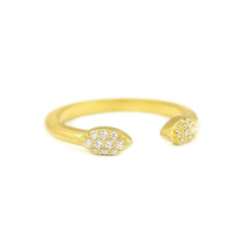 18K yellow gold split pave Petal ring with pave set diamonds