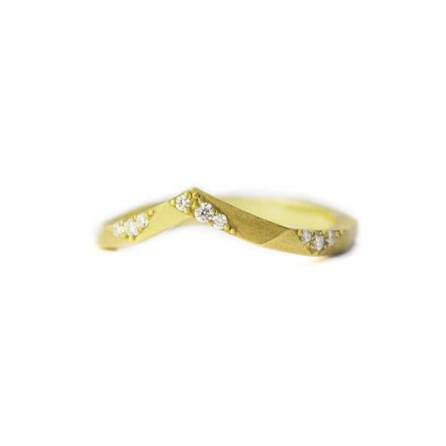 Samantha Louise star tracer ring with tiny diamond and yellow gold floral pattern details